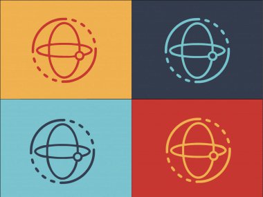 Aerospace jiroskop logo şablonu, basit düz uzay ikonu, jiroskop, jiroskop