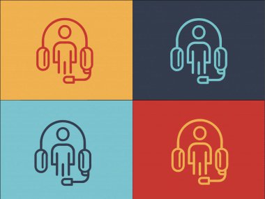 Ajan Kulaklık Logo Şablonu, Basit Düz Kulaklık, İş, Müşteri Simgesi