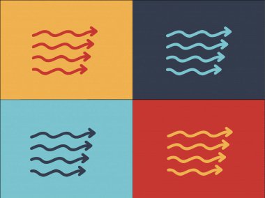 Hava Akımı Okları Logo Şablonu, Havanın Basit Düz Simgesi, Akış, Ok