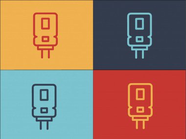 Alüminyum kapasitör logo şablonu, Basit Düz Teknoloji Simgesi, Alüminyum, Elektronik