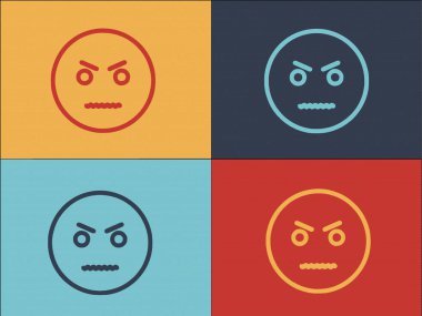 Öfkeli Emoji Logo Şablonu, Simgenin Basit Düz Simgesi, Sembol, Duygu