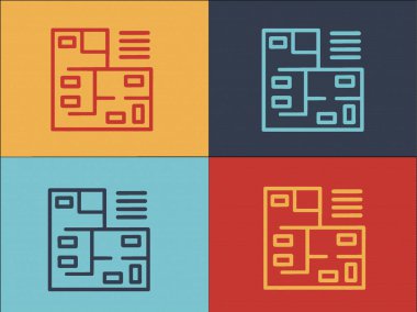 Daire Planı Logo Şablonu, Dairenin Basit Düz Simgesi, Ev, Oda