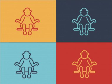 Maymun Gibbon Logo Şablonu, Maymun Düz Simgesi, Vahşi, Primat