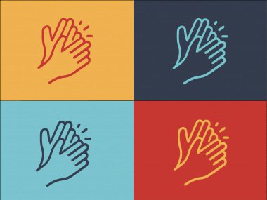 Alkış Logosu Şablonu, Basit Düz Alkış Simgesi, El, Seyirci