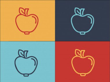 Apple Logo Şablonu, Meyve, Taze, Yiyecek Basit Düz Simgesi