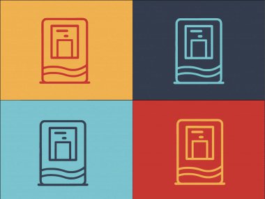 Aqua Machine Logo Şablonu, Aqua 'nın Basit Düz Simgesi, Makine, Su