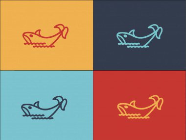 Aquatic Orca Logo Şablonu, Okyanusun, Denizin, Hayvanın Basit Düz Simgesi