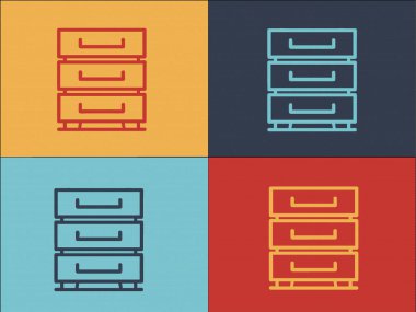 Arşiv Kabine Logosu Şablonu, Arşivin Basit Düz Simgesi, Ofis, Depo