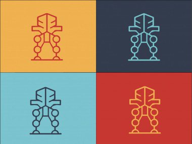 Yapay dış iskelet logo şablonu, Yapay Yapay Düz Simge, Dış iskelet, Robot