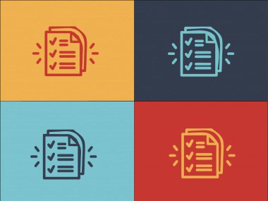 Atanan Kağıt Logo Şablonu, Basit Düz Görev Simgesi, Belge, Ofis