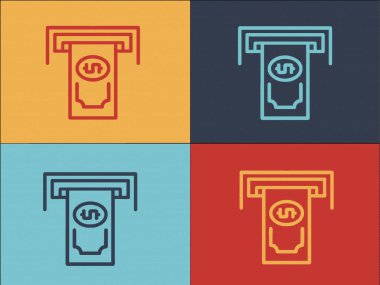 ATM Nakit Logo Şablonu, Basit Flat Finans Simgesi, İş, Nakit