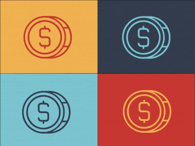 Açık Artırma Bozuklukları Logo Şablonu, Basit Düz Açık Artırma Simgesi, Bozuk Para, Para