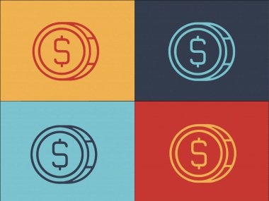 Açık Artırma Bozuklukları Logo Şablonu, Basit Düz Açık Artırma Simgesi, Bozuk Para, Para