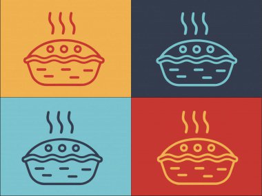 Sonbahar Elmalı Turta Logo Şablonu, Basit Düz Gıda, Turta, Pasta Simgesi