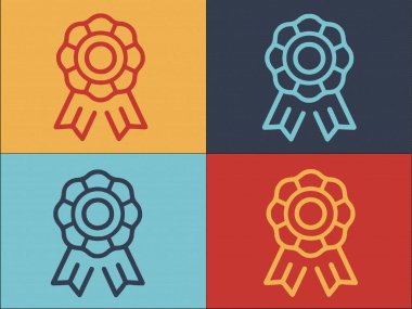 Ödül Kurdelesi Logo Şablonu, Basit Düz Ödül Simgesi, Simge, Vektör