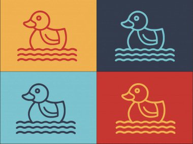  Banyo ördeği simgesi renk arkaplanında izole 