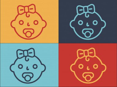 Bebek Kız Logosu Şablonu, Bebek Düz Simgesi, Kız, Bebek