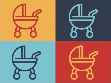 Bebek Arabası Logosu Şablonu, Ba, Simge, Vektör Basit Düz Simgesi