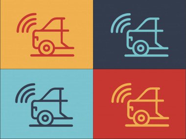 Arka Araba Sensörü Logo Şablonu, Basit Düz Araç Simgesi, Algılayıcı, Arka