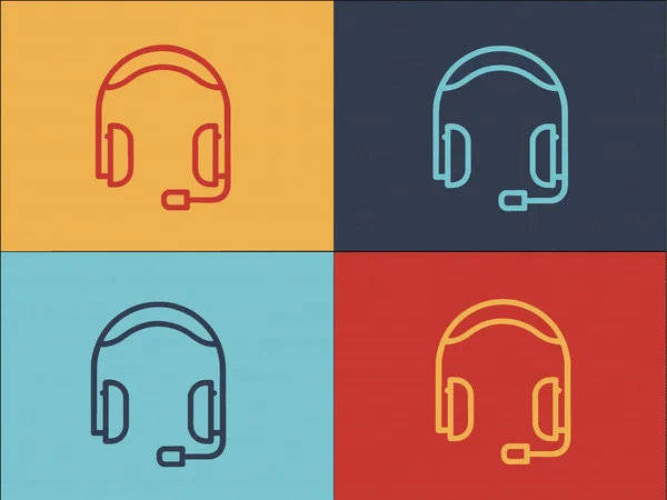 Audio Headset Logo Template Simple Flat Icon Audio Headset Music — Stock Vector