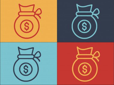 Torba Bozuklukları Logo Şablonu, Basit Düz Çanta Simgesi, Altın, Para