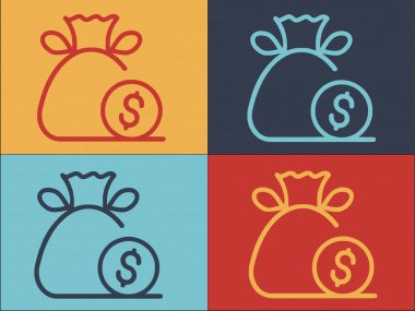Çanta Para Logosu Şablonu, Çantanın Basit Düz Simgesi, Para, Para