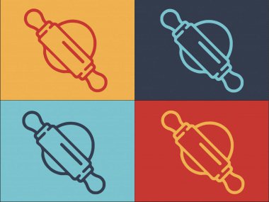 Fırıncılar Rolling Pin Logo Şablonu, Baker 'ın Basit Düz Simgesi, Pin, Mutfak