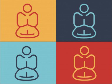 Denge Meditasyon Logosu Şablonu, Basit Düz Meditasyon Simgesi, Denge, Sakin