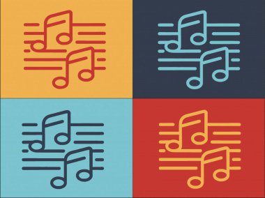 Bale Notaları Logo Şablonu, Basit Düz Bale Simgesi, Müzik, Dans