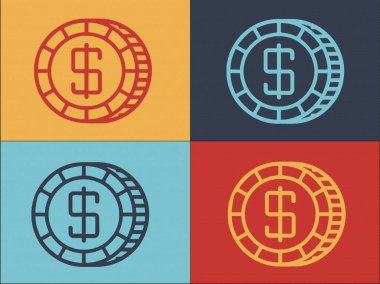 Banka Sikkeleri Logo Şablonu, Para, Finans, Banka Basit Düz Simgesi