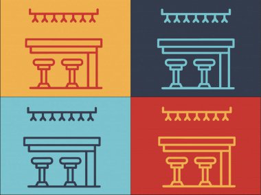Bar Tabure Logosu Şablonu, Basit Tabure Düz Simgesi, Modern, Sandalye