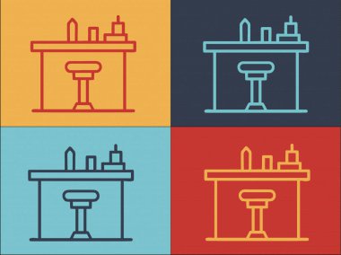 Barmen Logosu Şablonu, Barmenin Basit Düz Simgesi, Bar, Sayaç