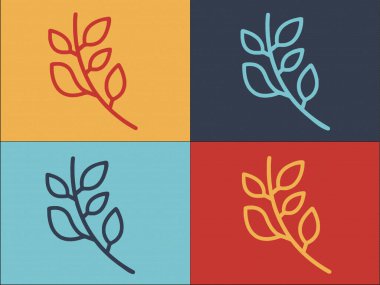 Basil Şubesi Logo Şablonu, Basit Düz Bitki Simgesi, Şube, Taze