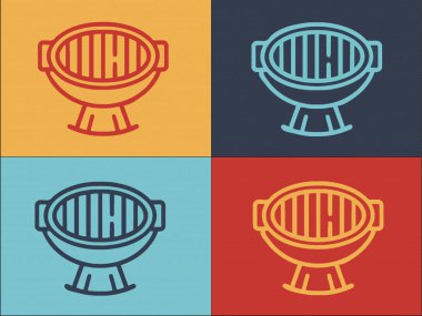 Bbq Brazier Logo Şablonu, Brezilya 'nın Basit Düz Simgesi, Izgara, Bbq