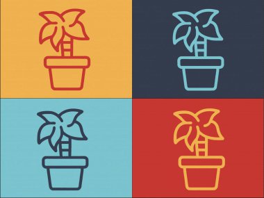 Yatak odası Palmiye Ağacı Logo Şablonu, Basit Düz Dekorasyon Simgesi, Yeşil, Doğa