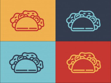 Biftek Taco Logo Şablonu, Basit Düz Yemek Simgesi, Et, Yemek