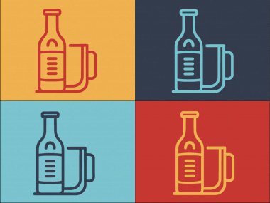 Bira Şişesi Logo Şablonu, Basit Düz Şablon Şişesi, Alkol, Cam