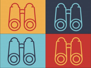 Dürbün Görme Logosu Şablonu, Basit Düz Görüntü Simgesi, Dürbün, Arama