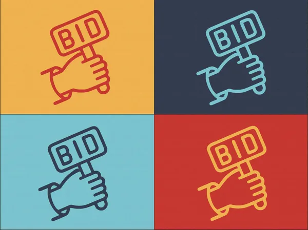 Teklif veren El Logosu Şablonu, Basit Düz İşletme Simgesi, Açık Artırma, Satış