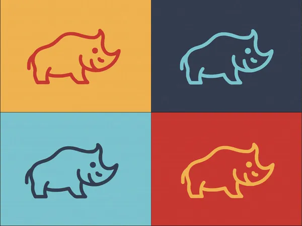大犀牛标志模板 简单平面犀牛图标 野生动物 — 图库矢量图片