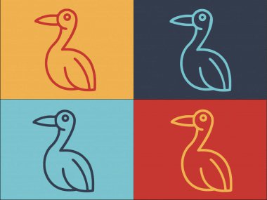 Kuş Leyleği Logo Şablonu, Kuş, Leylek, Doğa 'nın Basit Düz Simgesi