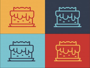 Bisküvi Keki Logosu Şablonu, Basit Düz Pasta Simgesi, Tatlı, Yiyecek