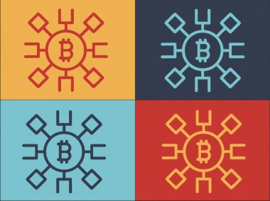 Bitcoin Piyasa Logosu Şablonu, Piyasanın Basit Düz Simgesi, İş, Para