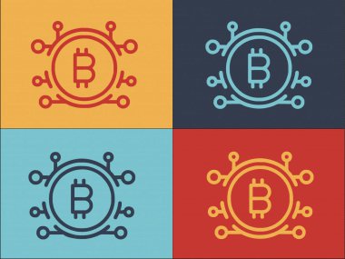 Bitcoin Ağ Logo Şablonu, Paranın Basit Düz Simgesi, Para Birimi, Finans