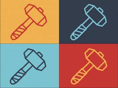 Demirci Big Hammer Logo Şablonu, Çekiç, Araç, Demirci Basit Düz Simgesi