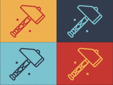 Demirci Yeni Hammer Logo Şablonu, Hammer 'ın Basit Düz Simgesi, Demirci, İş