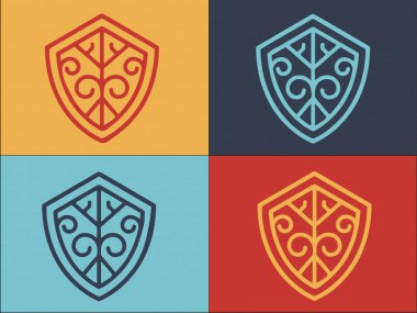 Demirci Kalkanı Logo Şablonu, Demircinin Basit Düz Simgesi, Metal, Kalkan