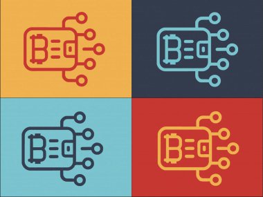 Blokchain Çevrimiçi Cüzdan Logosu Şablonu, Basit Düz Para Simgesi, Para Birimi, Cüzdan