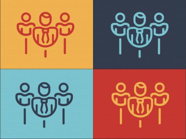 Yönetim Kurulu Üyeleri Logo Şablonu, Basit Düz İşletme Simgesi, İnsanlar, Toplantı