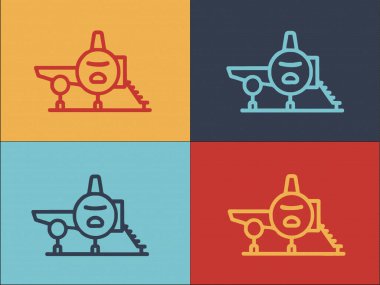 Uçağa Biniş Şablonu, Basit Düzlemsel Düz Simge, Seyahat, Uçuş